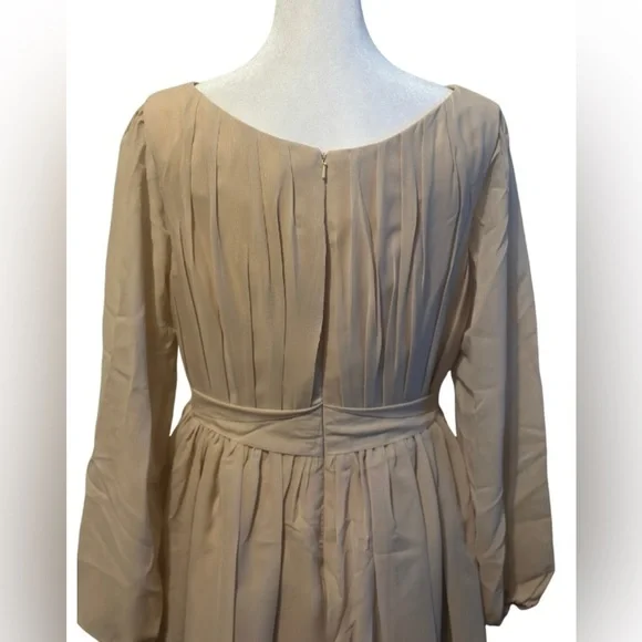 Elegant Long Sleeve Champagne Dress - Picture 5 of 5